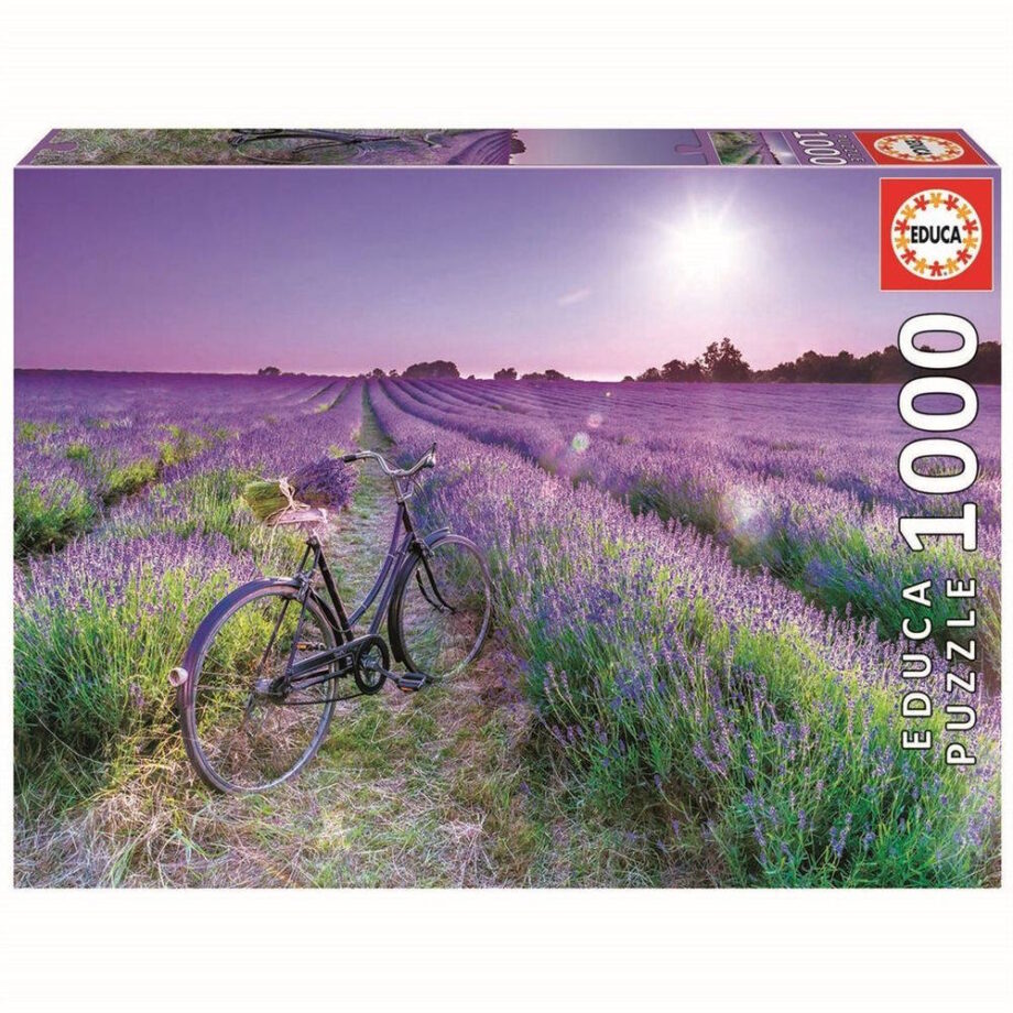 Puslespil: Cykel i Lavendelmark – 1000 Brikker Tilbud!
