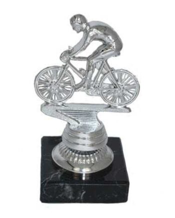 Sølv Statuette af Cykelrytter med Gravering – Perfekt Gave