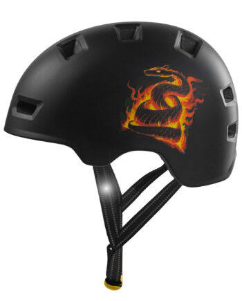 Sort Orange Snake Cykel Skaterhjelm 57cm Til Teenagere Voksne Crazy Safety Med Seje Mønstre Reflekterende Stropper Certificeret 1078 - Crazy Safety Bikings  - 5744001768242