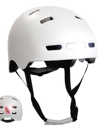 Hvid Mat Urban Cykel Skaterhjelm Størrelse 57cm Til Teenagere Voksne Crazy Safety Hjelm Med Kraftig For Baglygter Godkendt En1078 Certificeret - Crazy Safety Bikings  - 5744001768228