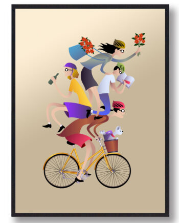Sjov Cyklen Plakat Farve - Plakatdyr.dk Bikings