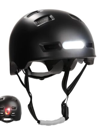 Sort Mat Urban Cykel Skaterhjelm Størrelse 57cm Til Teenagere Voksne Crazy Safety Hjelm Med Kraftig For Baglygter Godkendt En1078 Certificeret - Crazy Safety Bikings  - 5744001761496