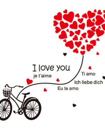 Love You Wallsticker Kærlighed Cykel 120x110cm - Bikings